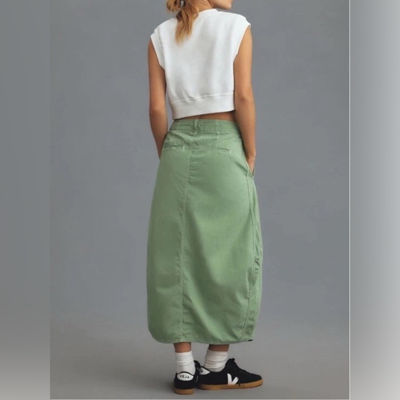 Anthropologie Pilcro Barrel Denim Midi Skirt green size 6 - Picture 2 of 10